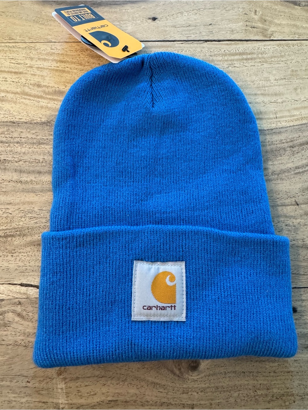 Carhartt Bright Blue Knit Cuffed Beanie with Logo Patch
